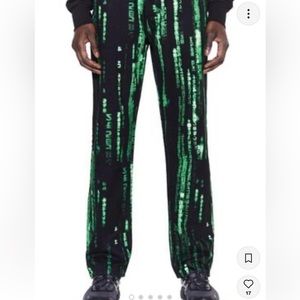 Matrix Coded Pants - Black/Green - 28” - Men’s Pants - Jaded London